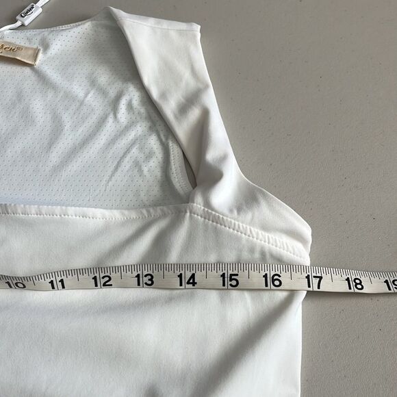 Qinsen Square Neck Bodice Tank Flare Dress White Size 10 NWT - Picture 9 of 11